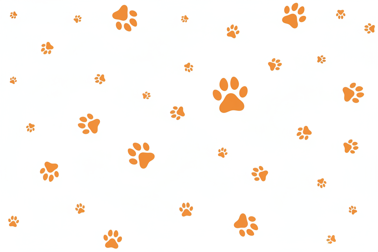 Fondo blanco con huellas de perros naranjas